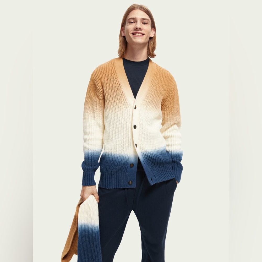 Scotch & Soda Tie-dye rib knit cardigan